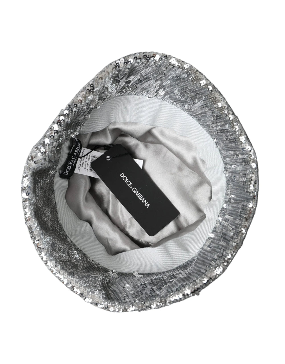 Dolce & Gabbana Silver Sequined Nylon Bucket Hat Men - 60 cm|XL - Bucket Hats