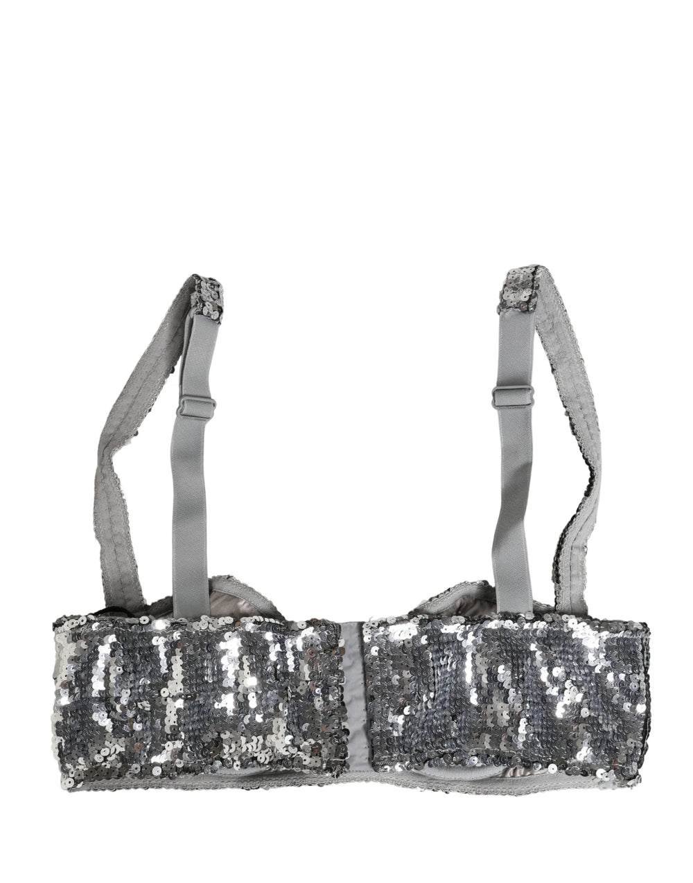 Dolce & Gabbana Srebrny Biustonosz Balconnet Nyon z Cyrkonią Pod Bielizną - IT2 | S