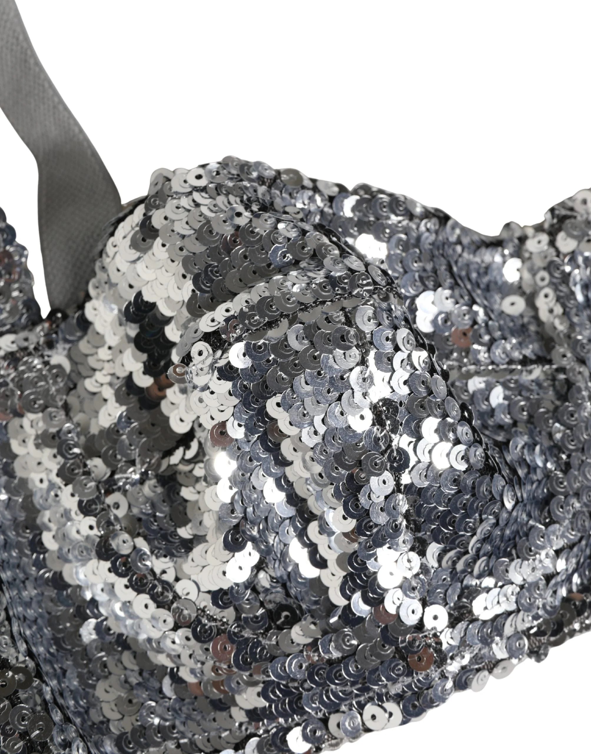 Dolce & Gabbana Srebrny Biustonosz Balconnet Nyon z Cyrkonią Pod Bielizną - IT2 | S