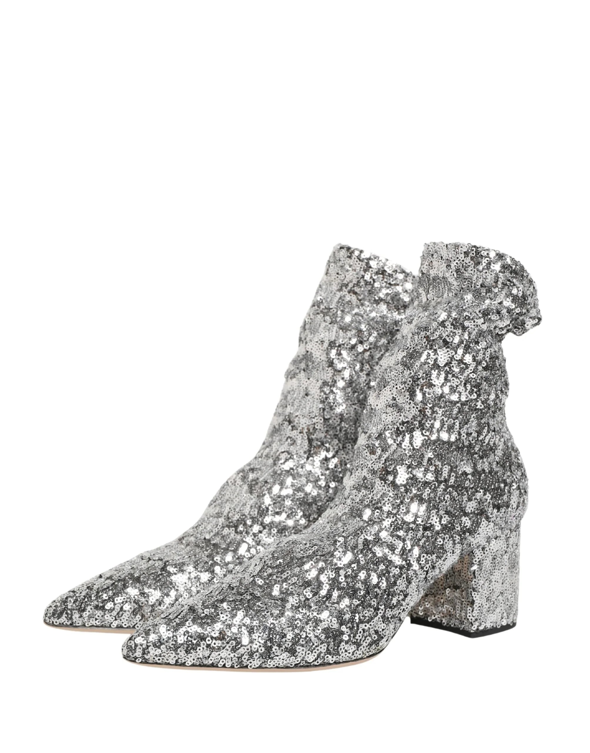 Dolce & Gabbana Botas Curtas com Lantejoulas Prateadas - Botas