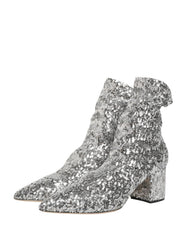 Dolce & Gabbana Botas Curtas com Lantejoulas Prateadas - Botas