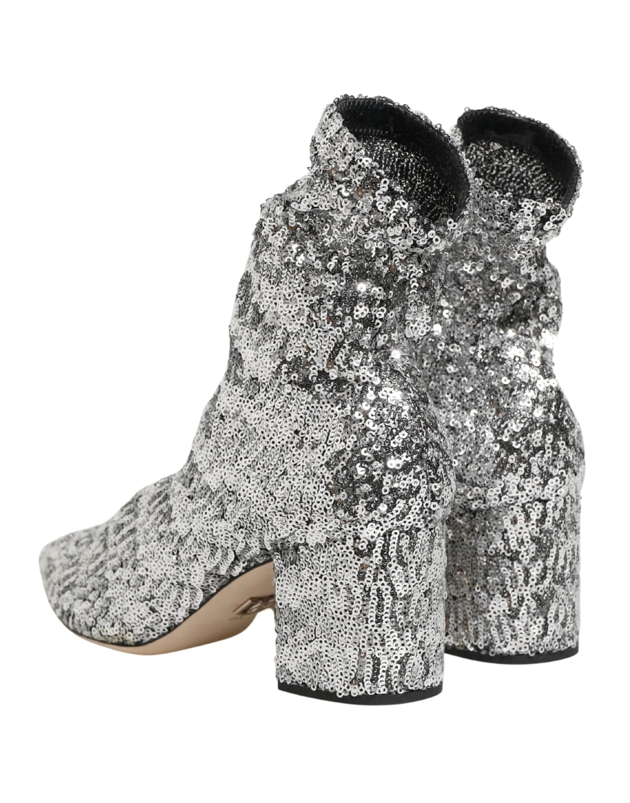 Dolce & Gabbana Botas Curtas com Lantejoulas Prateadas - Botas
