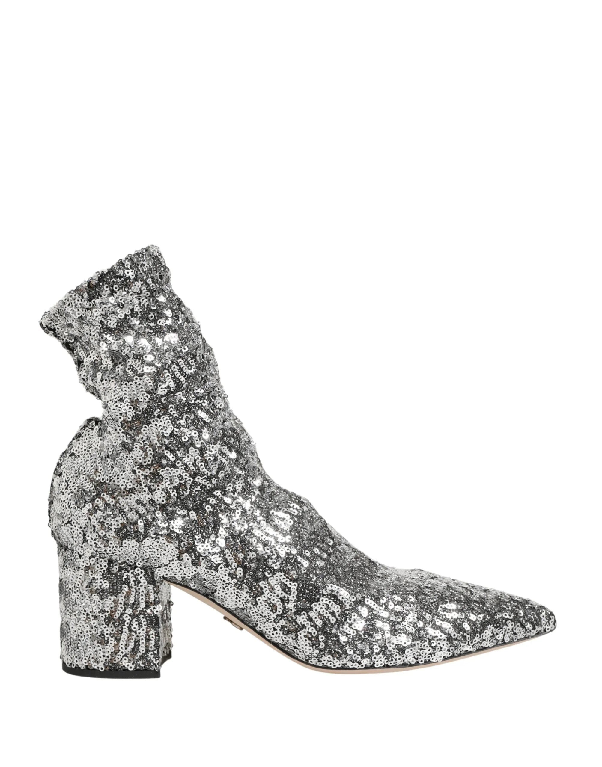 Dolce & Gabbana Botas Curtas com Lantejoulas Prateadas - Botas