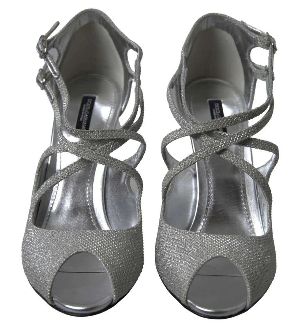 Dolce & Gabbana Silver Shimmers Sandals Heel Pumps Shoes - Heels