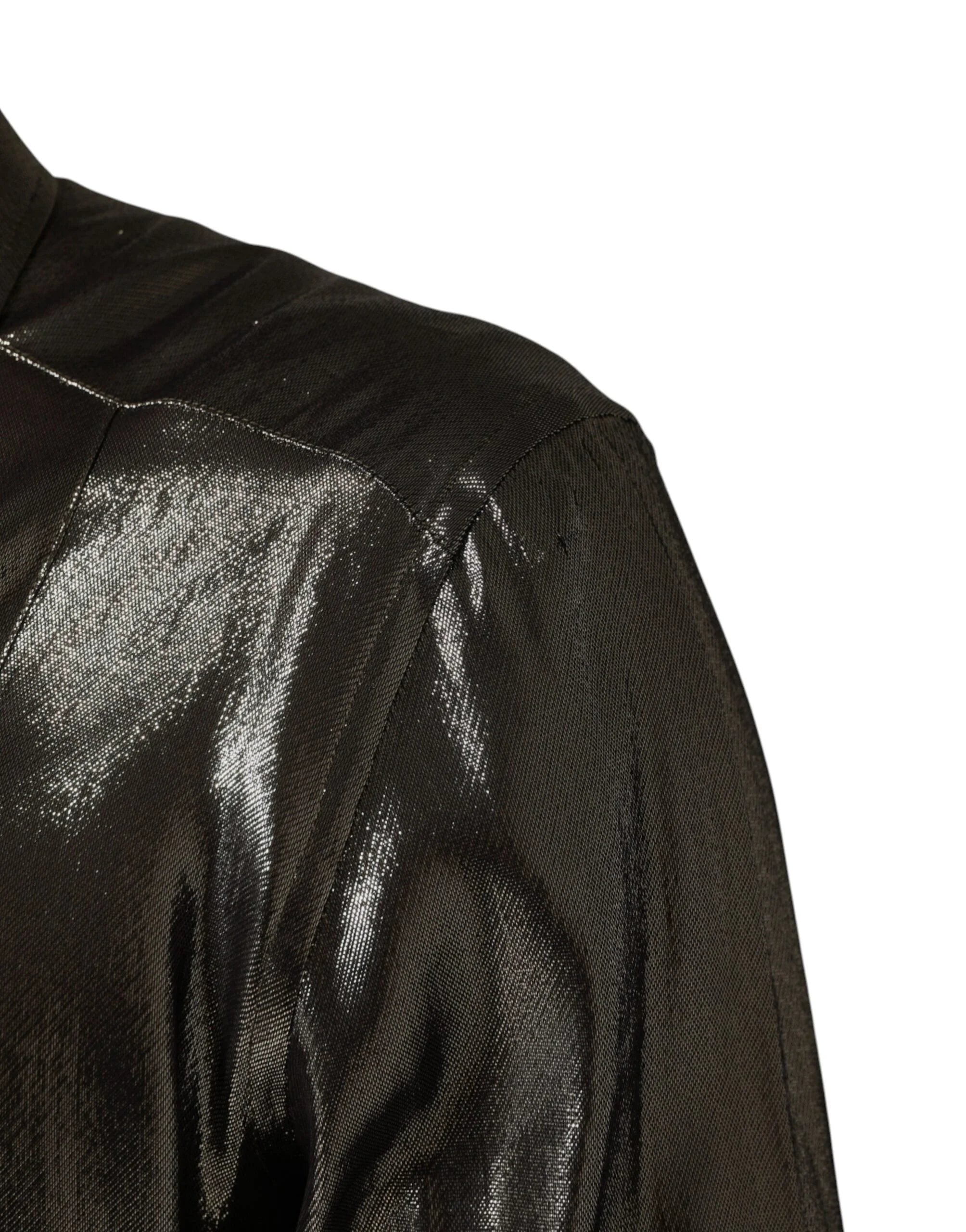 Dolce & Gabbana Silver Silk GOLD Collared Dress Formal Shirt - IT41 | L