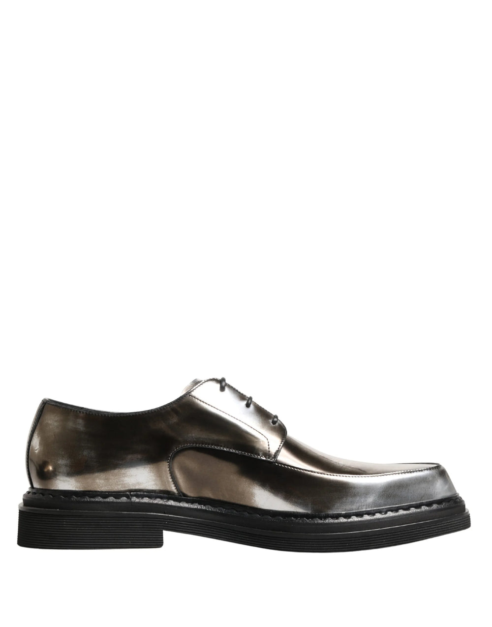 Dolce & Gabbana Silver Specchio Lace-Up Leather Dress Derby Shoes - EU44/US11