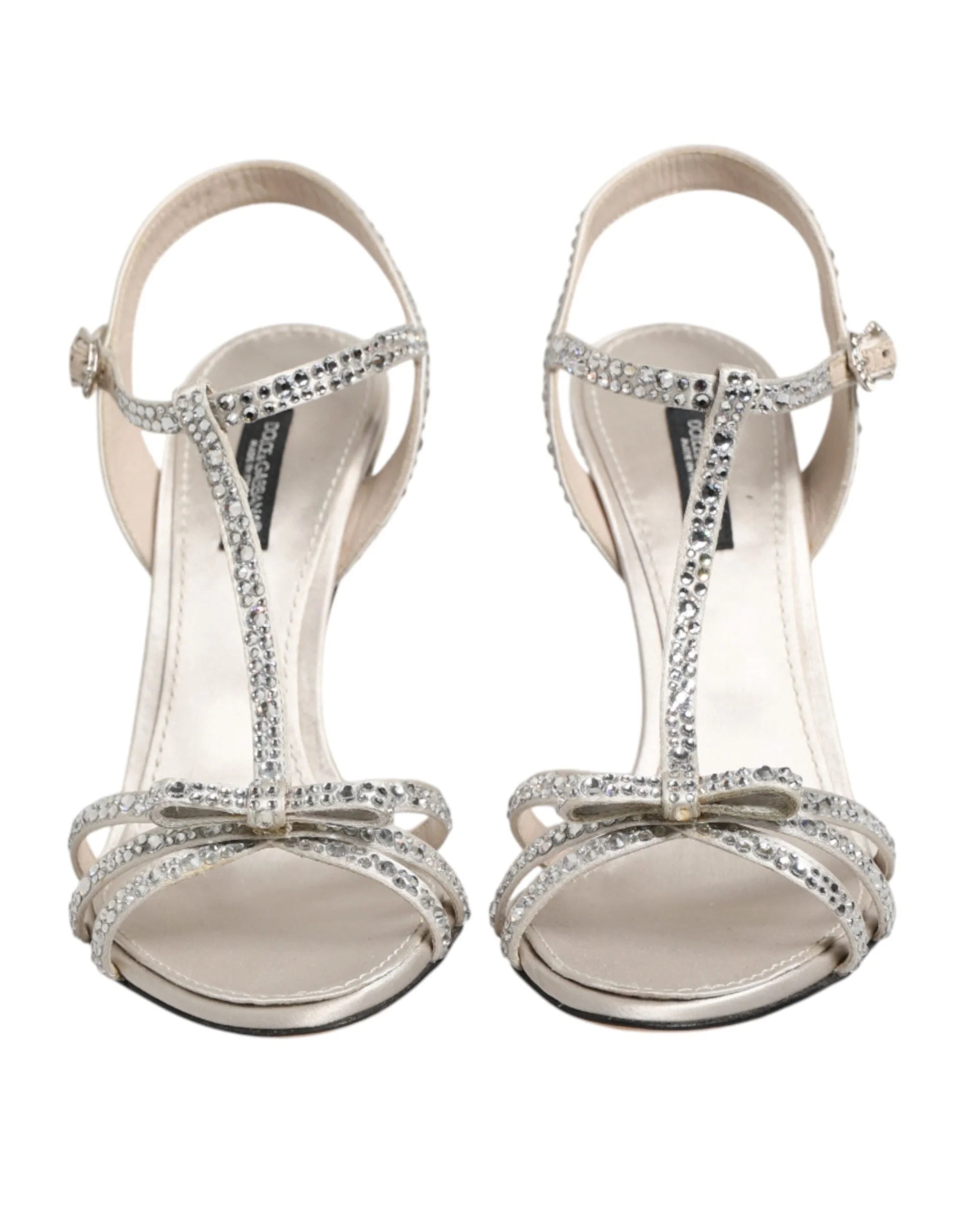 Dolce & Gabbana Silver Strass Ankle Strap Heels Sandals Shoes - EU37/US6.5 - Heels