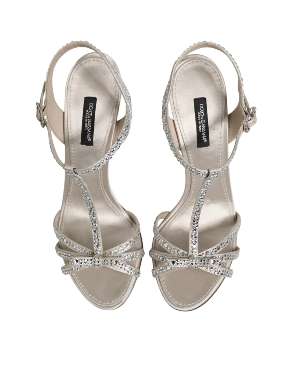 Dolce & Gabbana Silver Strass Ankle Strap Heels Sandals Shoes - EU37/US6.5 - Heels
