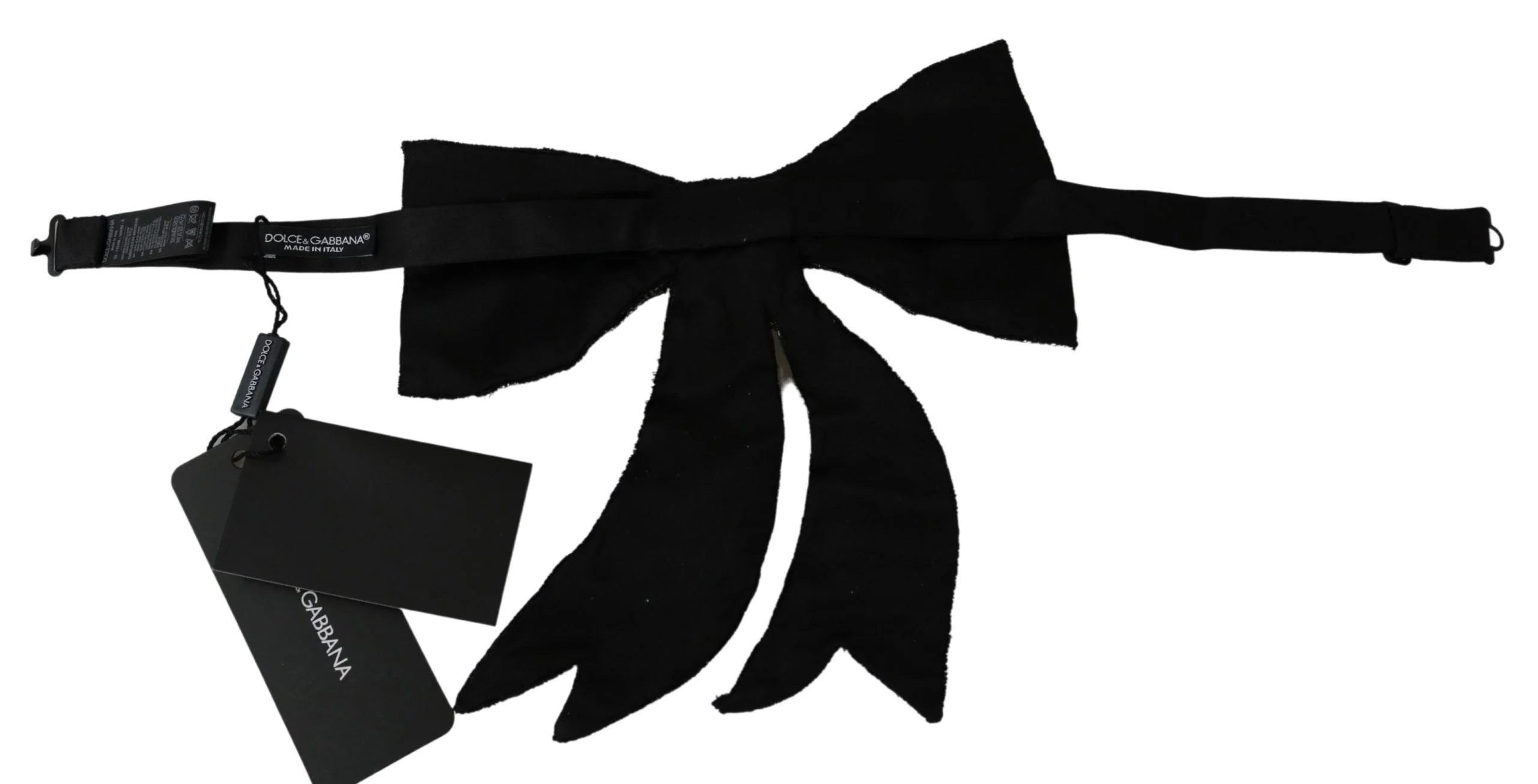 Dolce & Gabbana Silver Tone 100% Silk Crystal Embellished Women Bowtie - Neckties