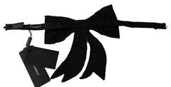 Dolce & Gabbana Silver Tone 100% Silk Crystal Embellished Women Bowtie
