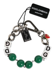 Dolce & Gabbana Silver Tone Brass Bead Dice Logo Embellish Charm Bracelet - Bracelets