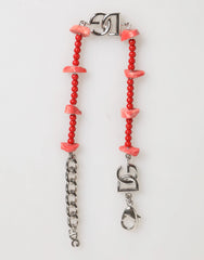 Dolce & Gabbana Silver Tone Brass Beaded Resin DG Logo Chain Men Bracelet - Bracelets