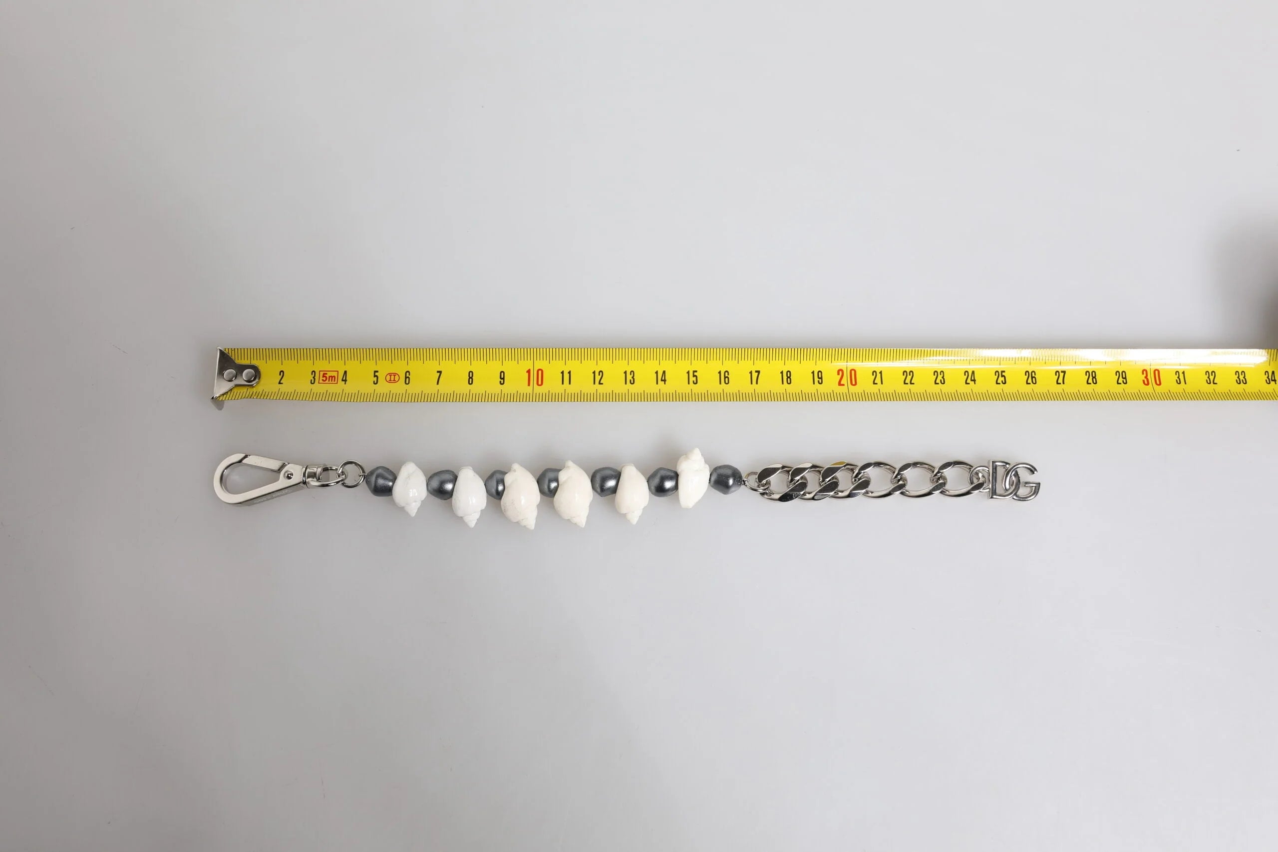 Dolce & Gabbana Silver Tone Brass Beaded Shell DG Logo Pendant Bracelet - Bracelets