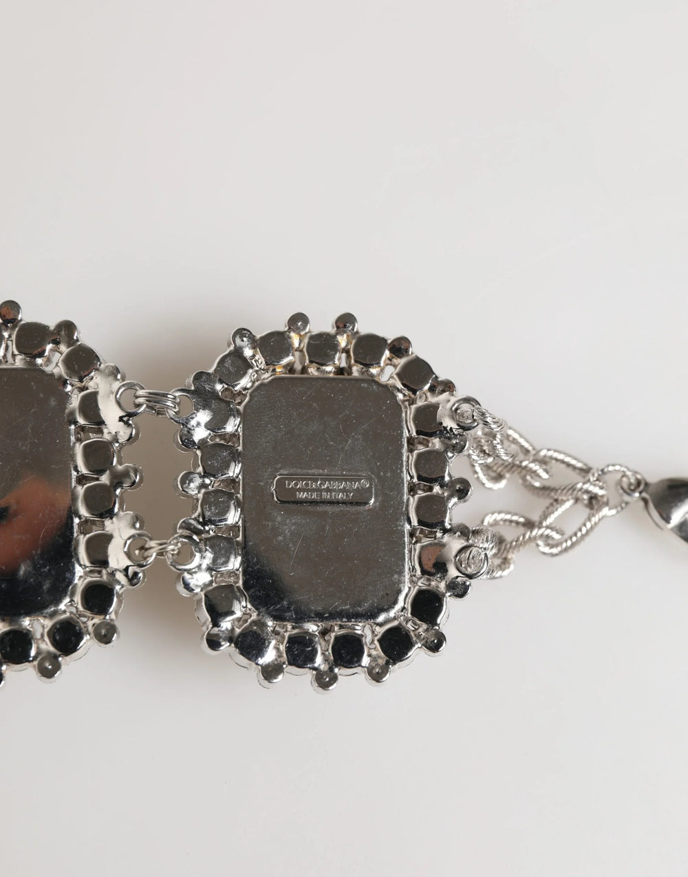 Dolce & Gabbana Silver Tone Brass Chain Crystal Embellished Bracelet