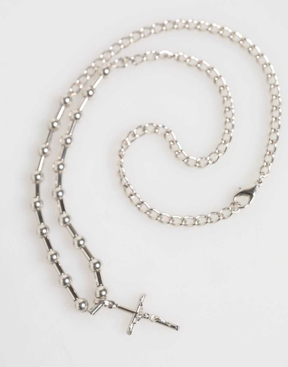 Dolce & Gabbana Silver Tone Brass Chain Religious Cross Pendant Necklace - Necklaces