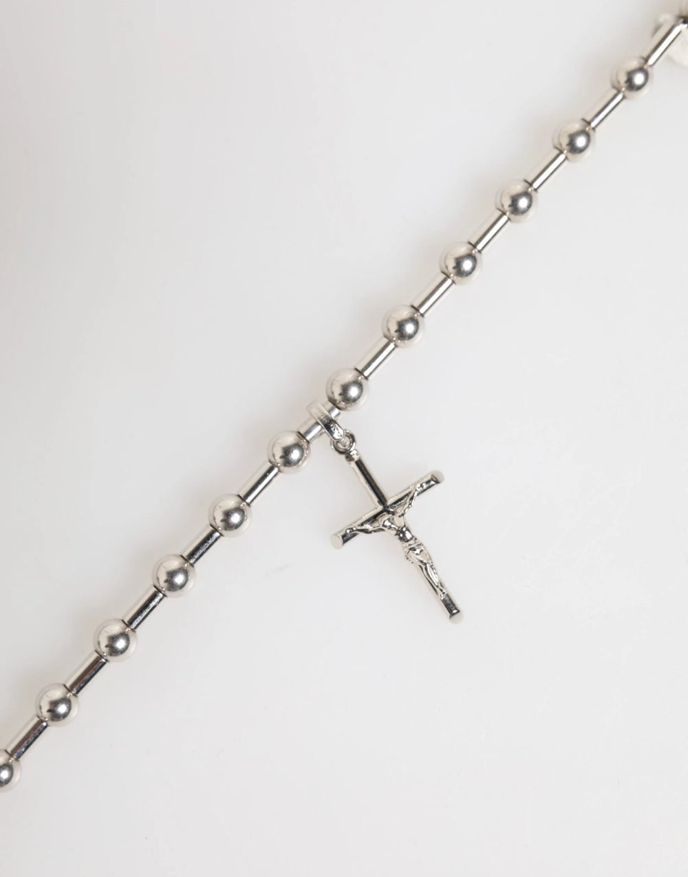 Dolce & Gabbana Silver Tone Brass Chain Religious Cross Pendant Necklace - Necklaces