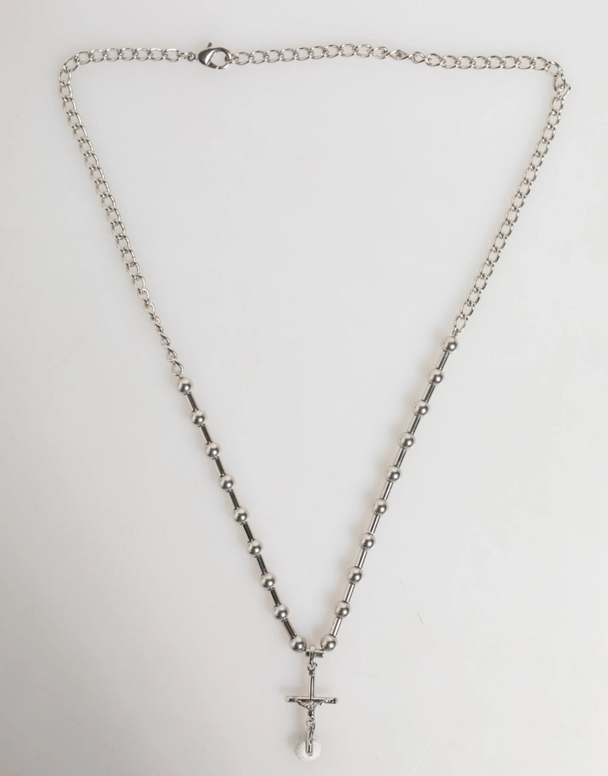 Dolce & Gabbana Silver Tone Brass Chain Religious Cross Pendant Necklace - Necklaces