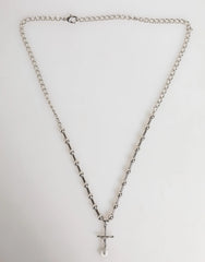 Dolce & Gabbana Silver Tone Brass Chain Religious Cross Pendant Necklace - Necklaces