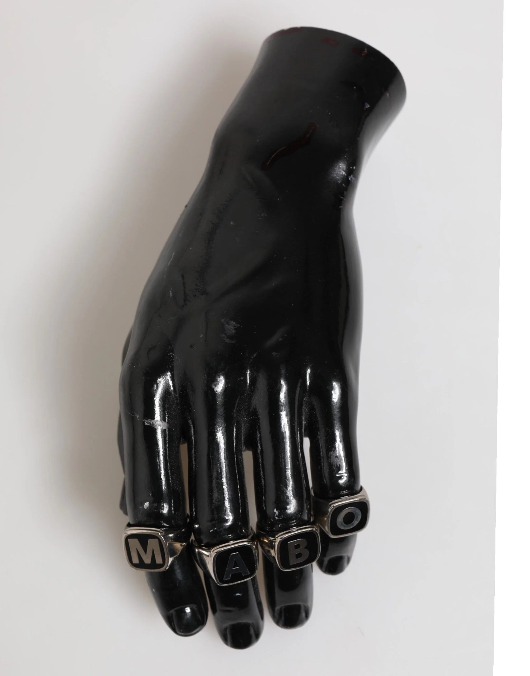 Dolce & Gabbana Silver Tone Brass Lettering Set 5 Pieces Adjustable Ring - Rings