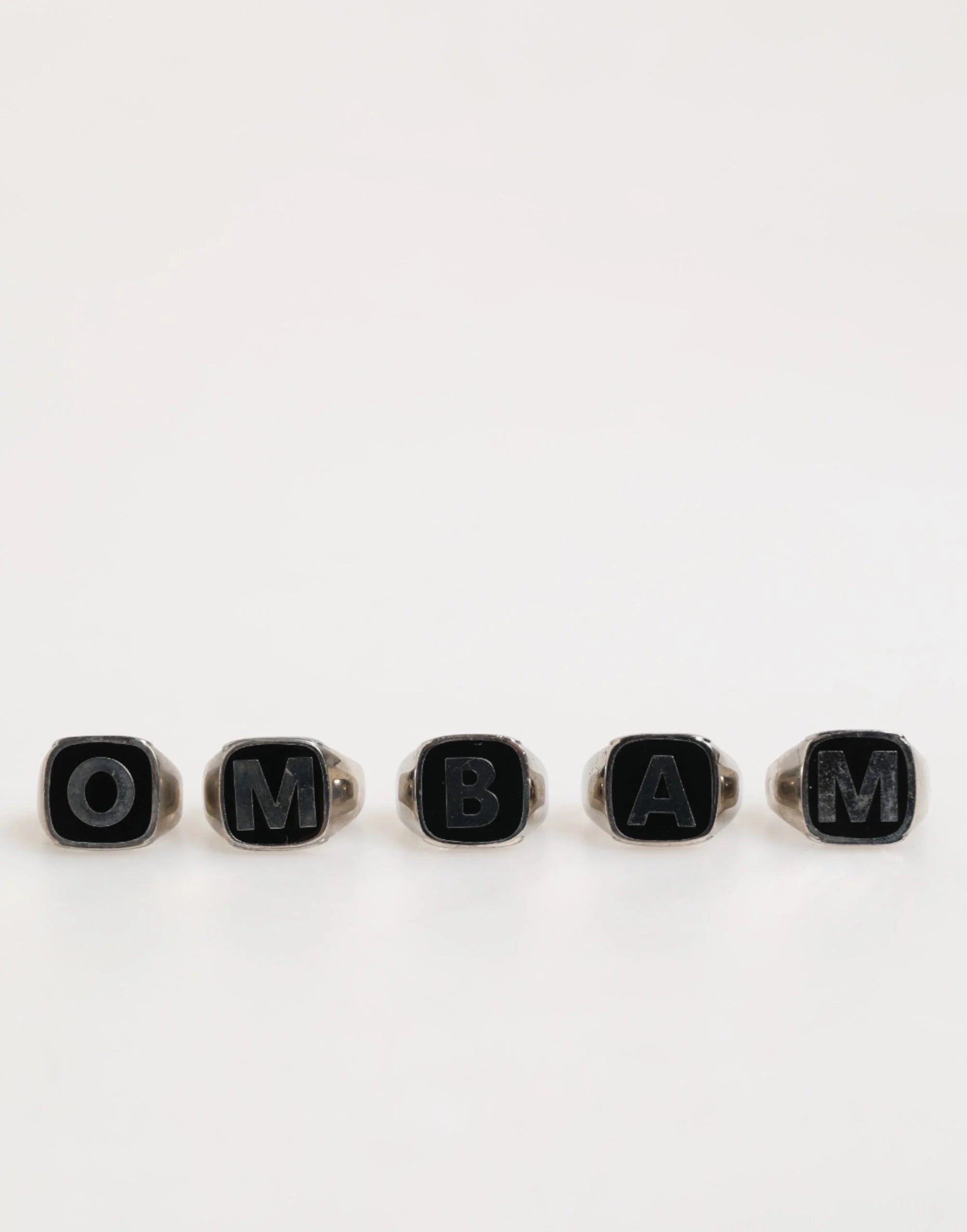 Dolce & Gabbana Silver Tone Brass Lettering Set 5 Pieces Adjustable Ring