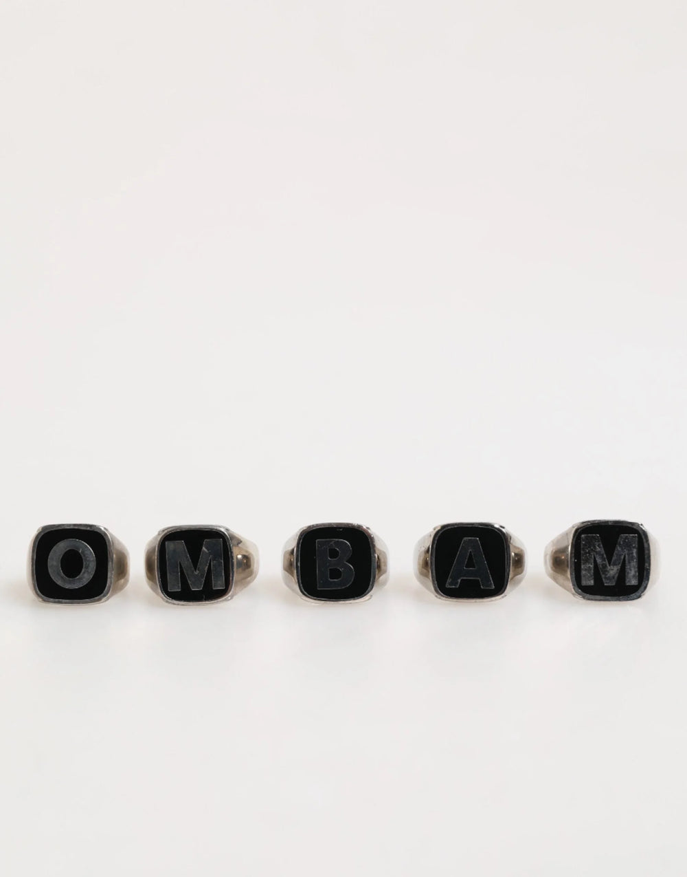 Dolce & Gabbana Silver Tone Brass Lettering Set 5 Pieces Adjustable Ring