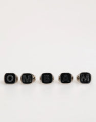 Dolce & Gabbana Silver Tone Brass Lettering Set 5 Pieces Adjustable Ring