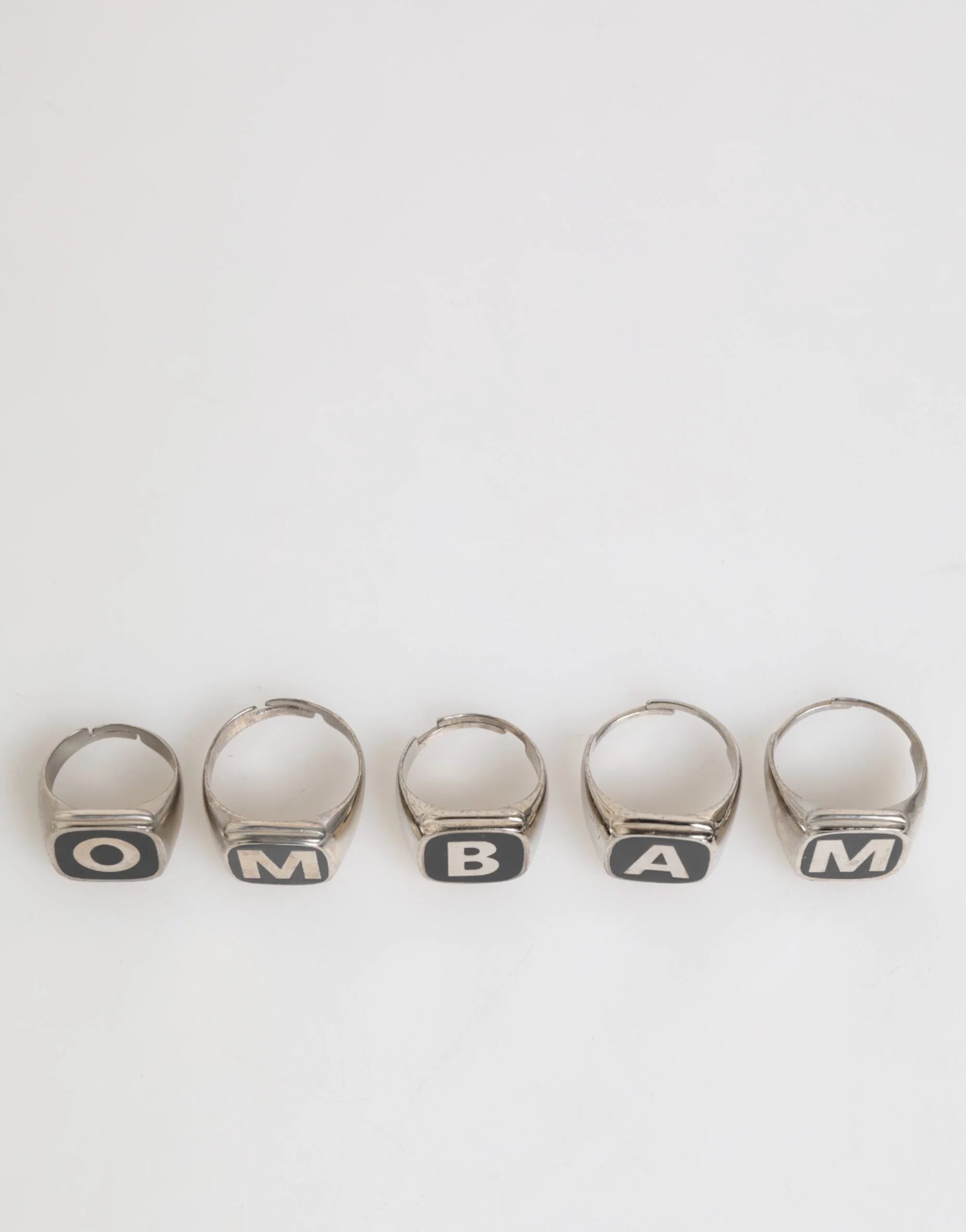 Dolce & Gabbana Silver Tone Brass Lettering Set 5 Pieces Adjustable Ring - Rings