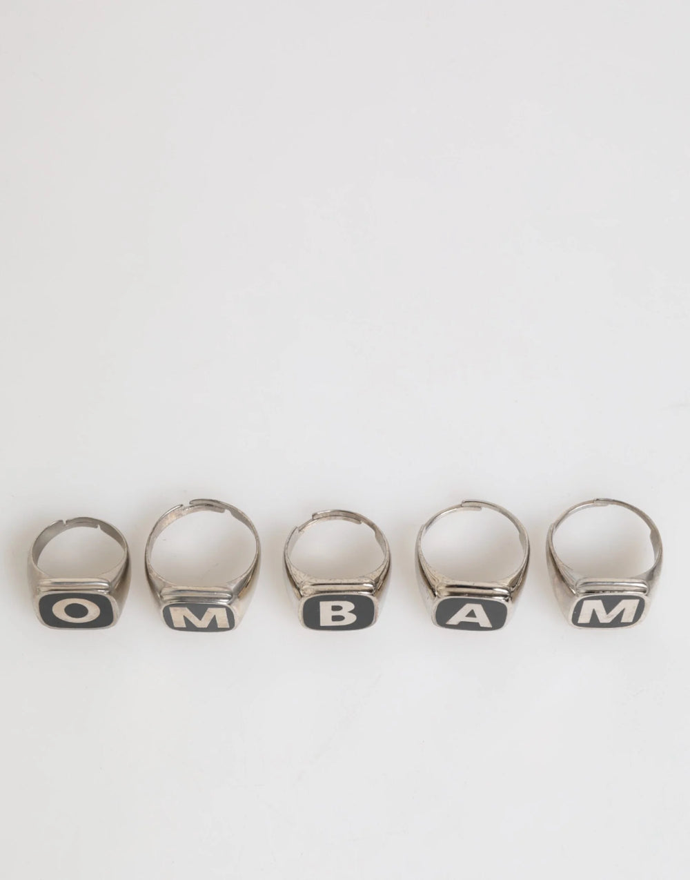 Dolce & Gabbana Silver Tone Brass Lettering Set 5 Pieces Adjustable Ring - Rings