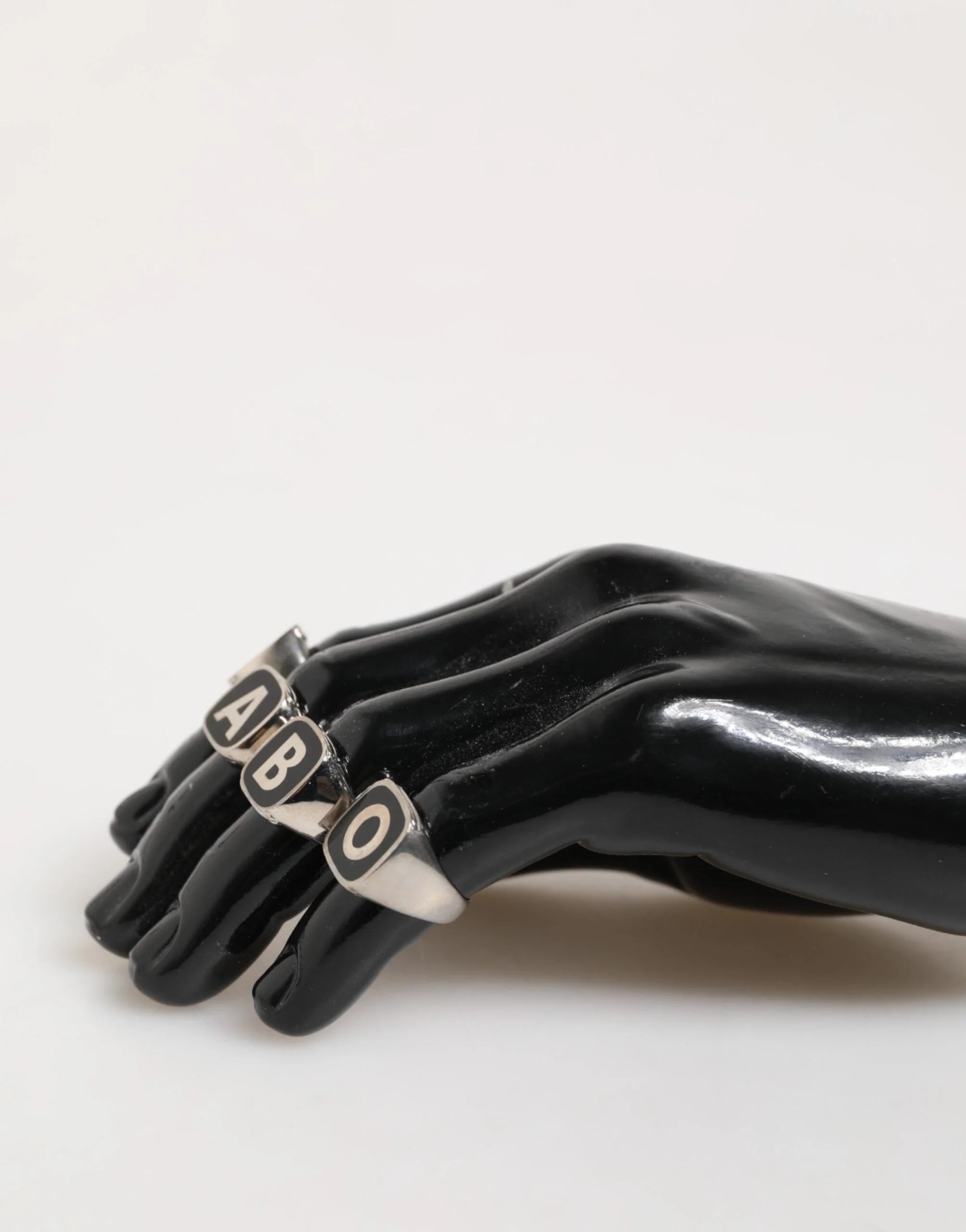 Dolce & Gabbana Silver Tone Brass Lettering Set 5 Pieces Adjustable Ring - Rings