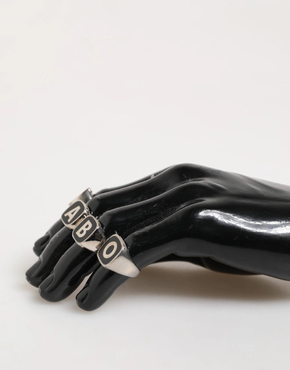 Dolce & Gabbana Silver Tone Brass Lettering Set 5 Pieces Adjustable Ring - Rings