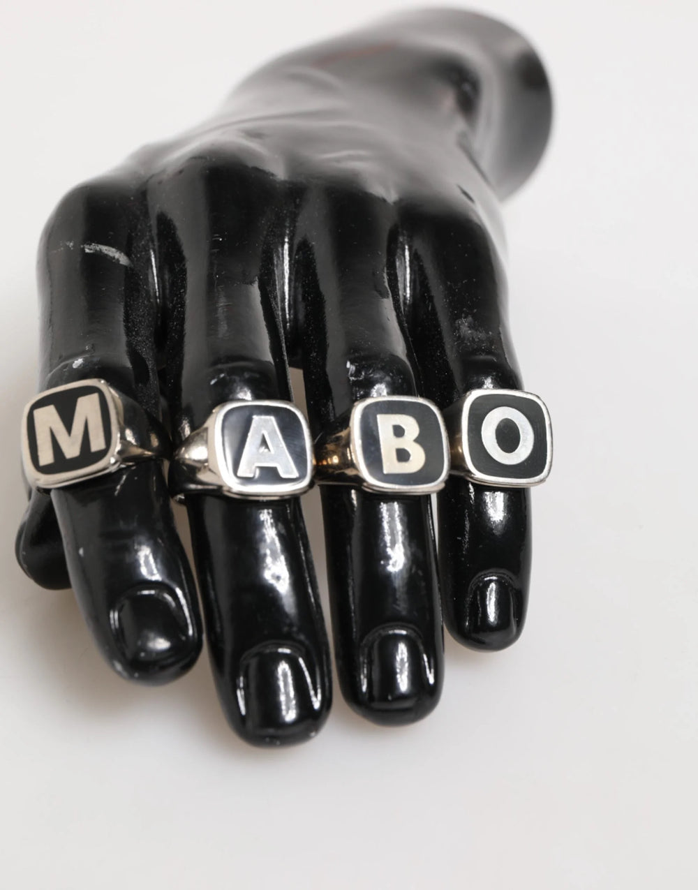 Dolce & Gabbana Silver Tone Brass Lettering Set 5 Pieces Adjustable Ring - Rings