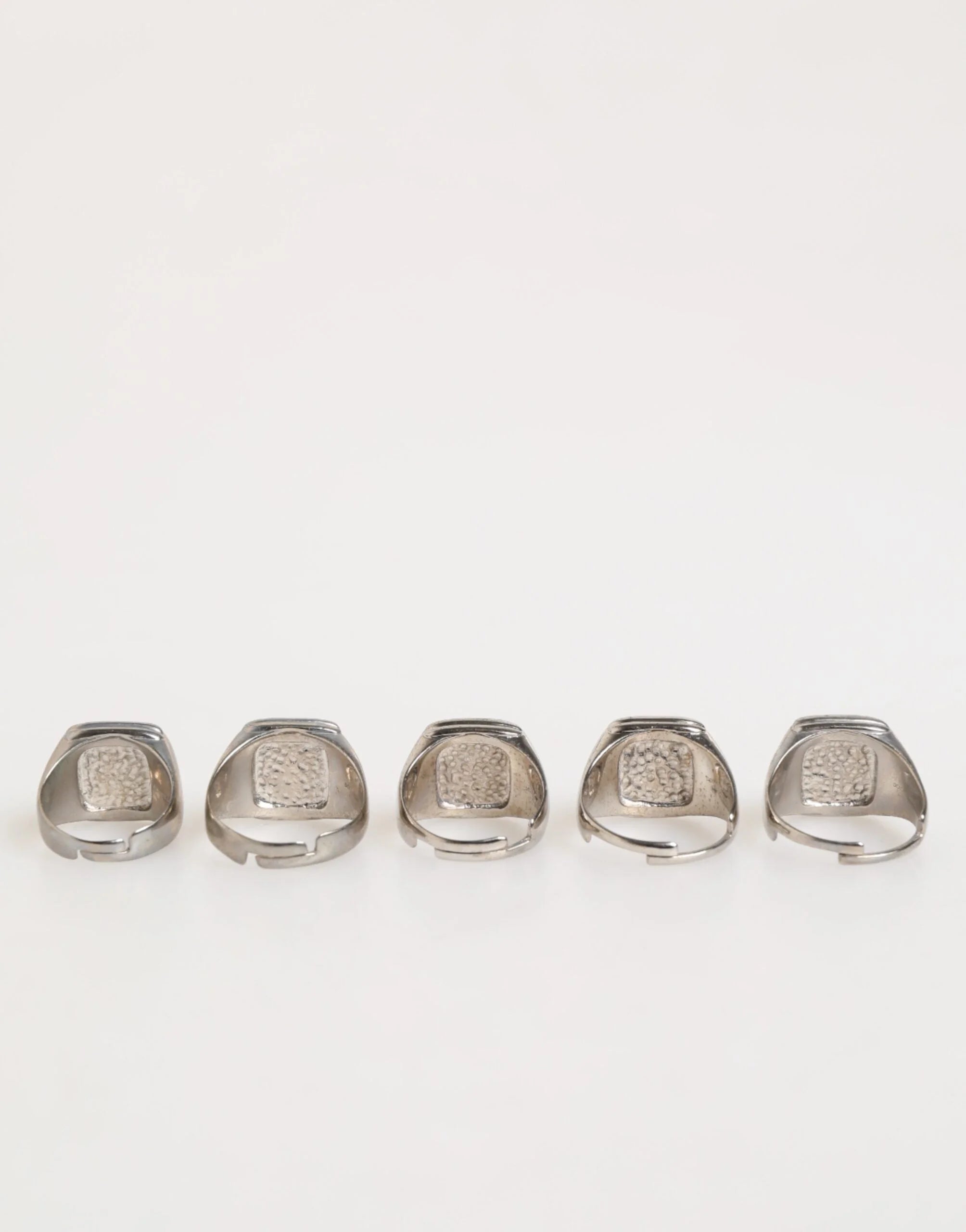 Dolce & Gabbana Silver Tone Brass Lettering Set 5 Pieces Adjustable Ring