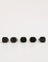 Dolce & Gabbana Silver Tone Brass Lettering Set 5 Pieces Adjustable Ring - Rings