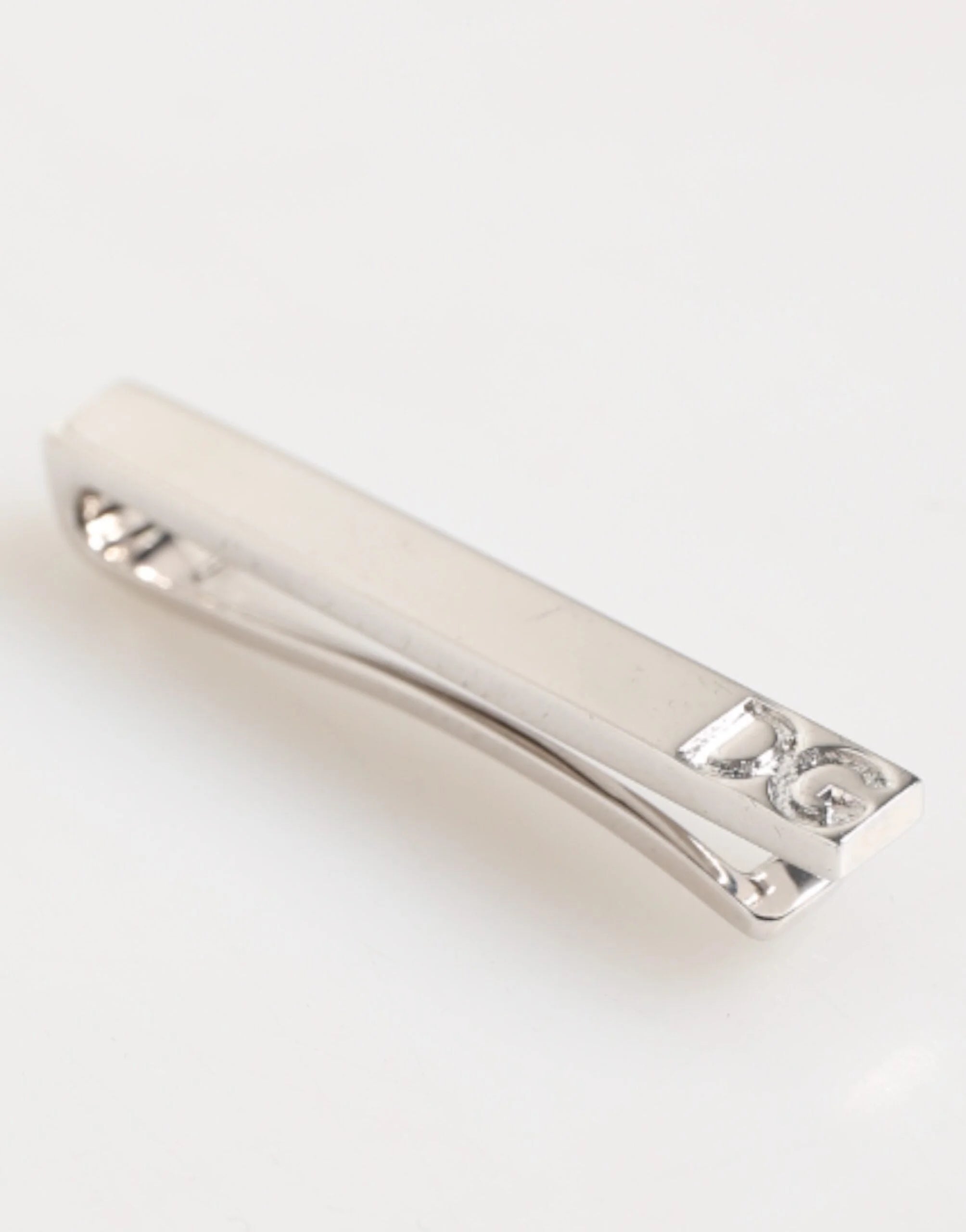 Dolce & Gabbana Silver Tone Brass Logo Branded Men Accessory Tie Clip Bar - Tie Clips