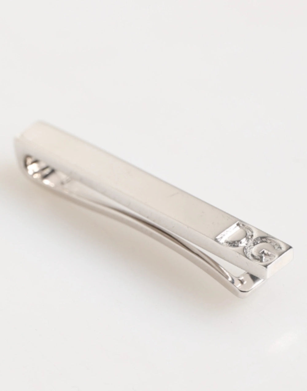 Dolce & Gabbana Silver Tone Brass Logo Branded Men Accessory Tie Clip Bar - Tie Clips