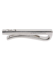 Dolce & Gabbana Silver Tone Brass Logo Branded Tie Clip Bar - Tie Clips