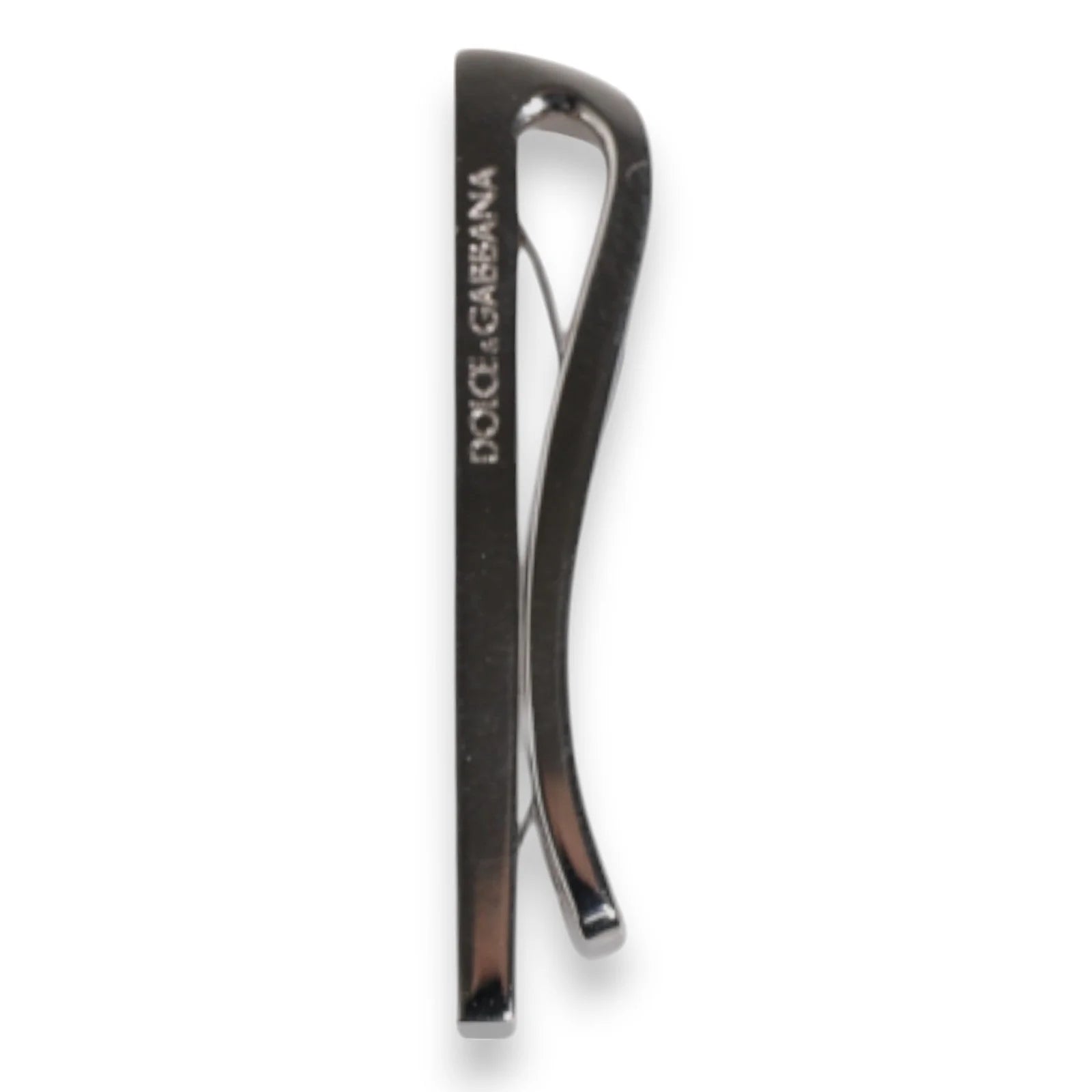 Dolce & Gabbana Silver Tone Brass Logo Branded Tie Clip Bar - Tie Clips