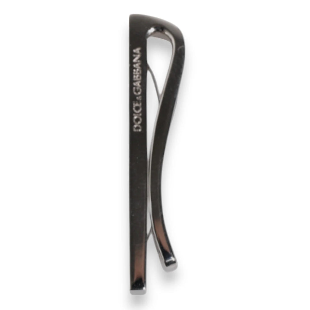 Dolce & Gabbana Silver Tone Brass Logo Branded Tie Clip Bar - Tie Clips