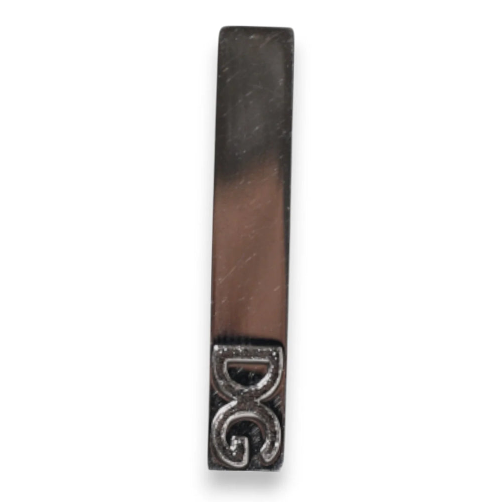 Dolce & Gabbana Silver Tone Brass Logo Branded Tie Clip Bar - Tie Clips