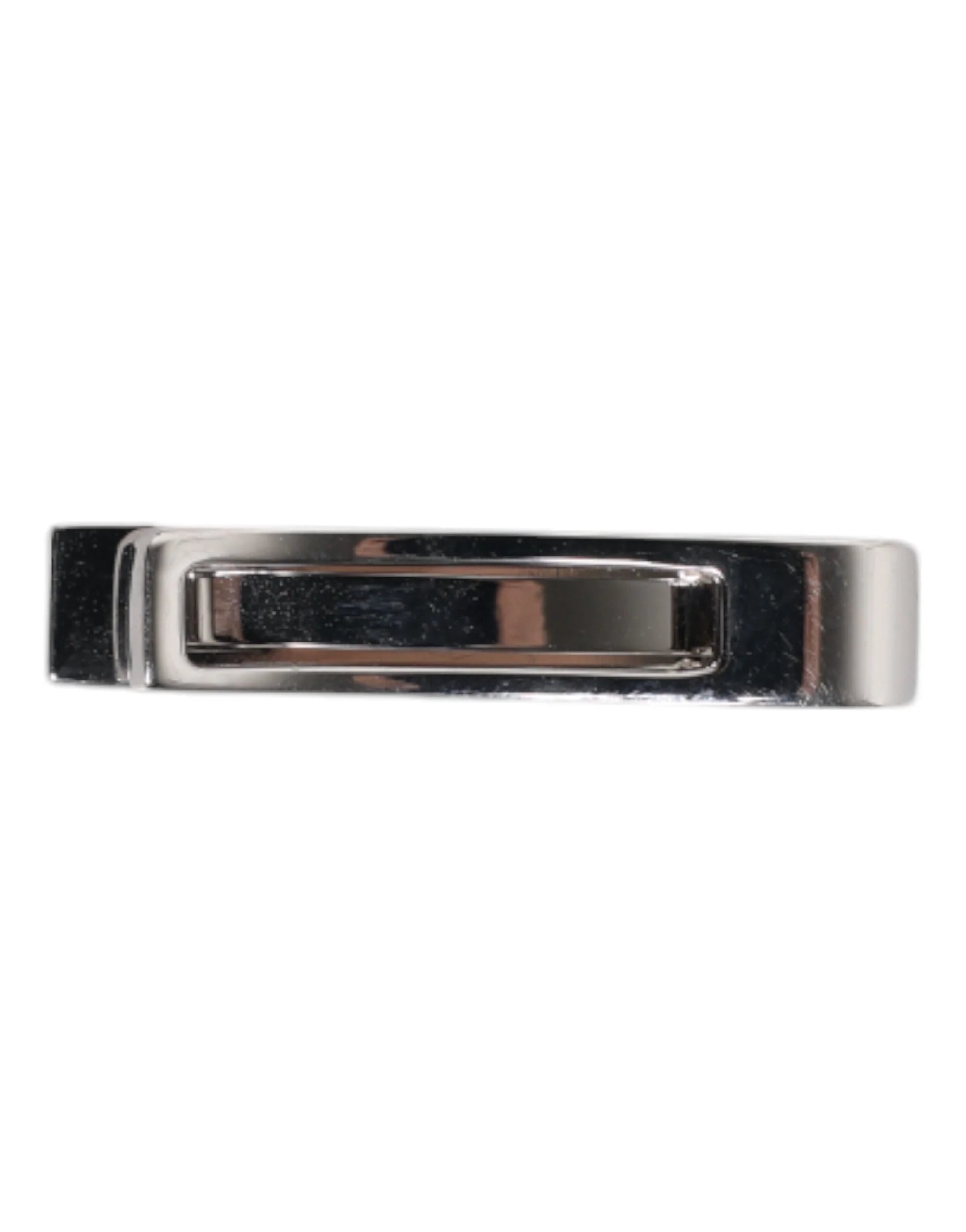 Dolce & Gabbana Silver Tone Brass Logo Branded Tie Clip Bar - Tie Clips