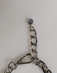 Dolce & Gabbana Silver Tone Chain Lobster Clasp Logo Gray Pearls Bracelet