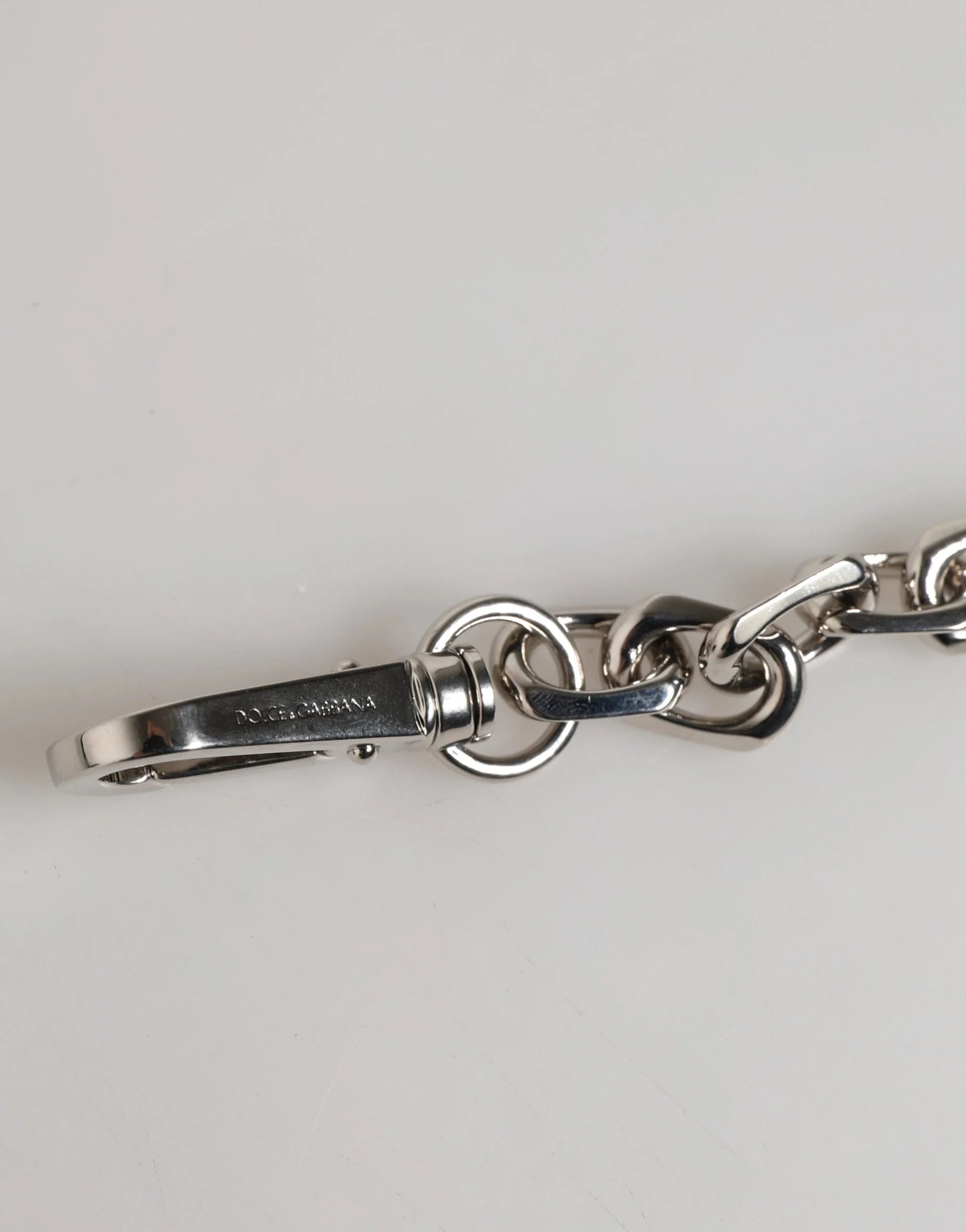 Dolce & Gabbana Silver Tone Chain Lobster Clasp Logo Gray Pearls Bracelet