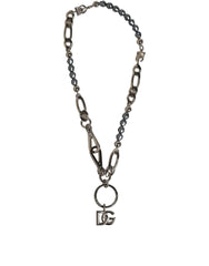 Dolce & Gabbana Silver Tone Chain Signature DG Logo Pendant Necklace
