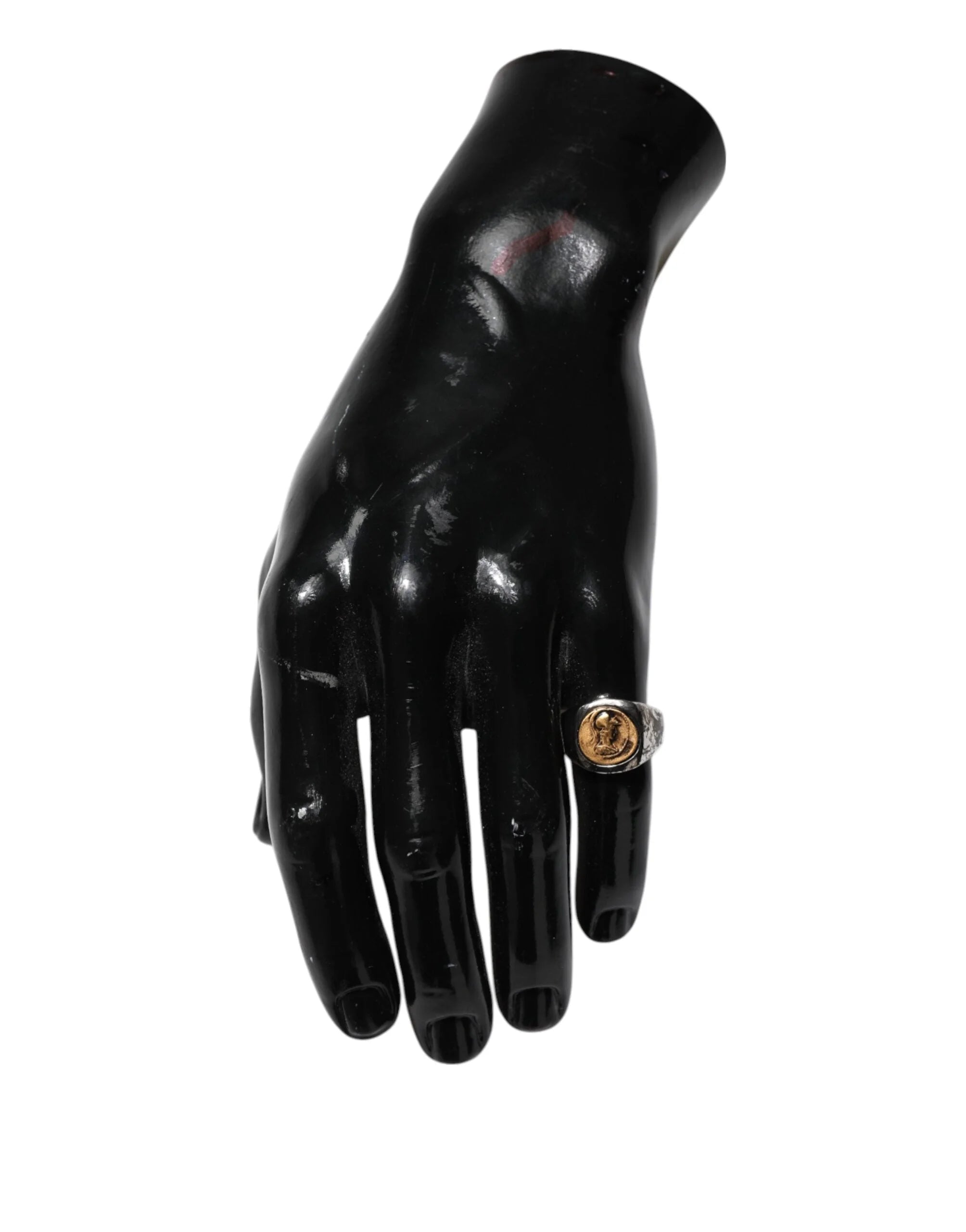 Dolce & Gabbana Silver Tone Engraved Two Color Real Brass Ring - EU62 | US10.5 - Rings