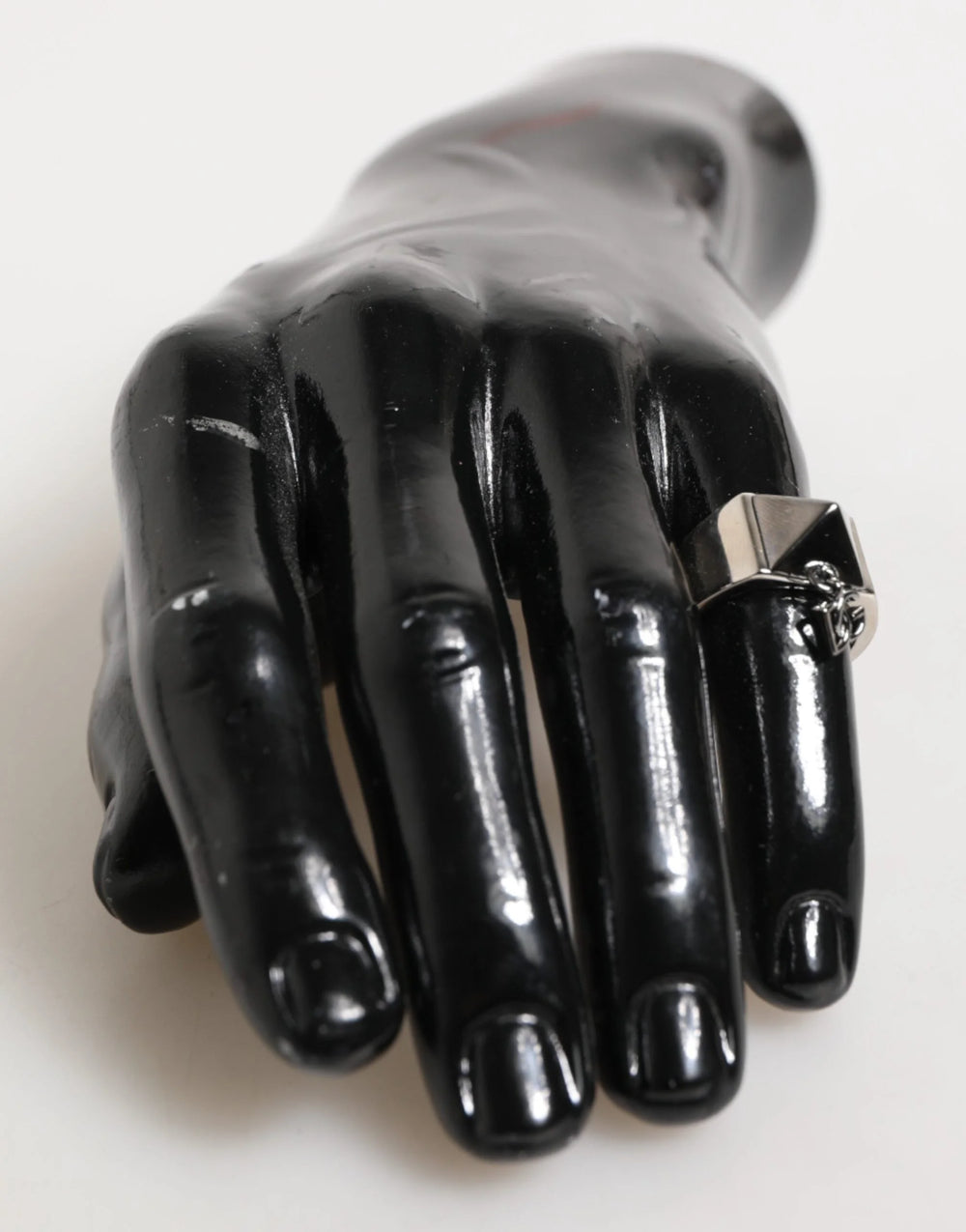 Dolce & Gabbana Silver Tone Pyramid DG Logo Real Brass Ring - EU62 | US10.5 - Rings