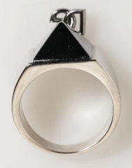 Dolce & Gabbana Silver Tone Pyramid DG Logo Real Brass Ring - EU62 | US10.5 - Rings