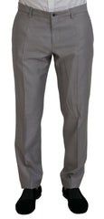 Dolce & Gabbana Silver Wool Silk 3 Piece Slim Fit Suit - IT52 | L - Suits