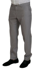 Dolce & Gabbana Silver Wool Silk 3 Piece Slim Fit Suit - IT52 | L - Suits