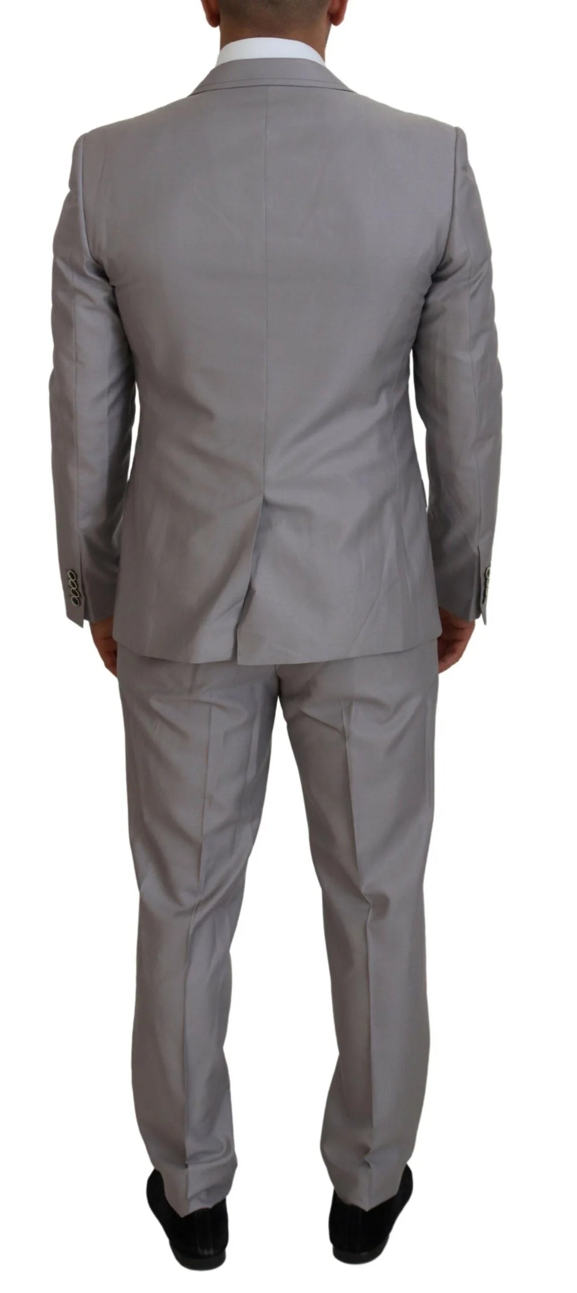 Dolce & Gabbana Silver Wool Silk 3 Piece Slim Fit Suit - IT52 | L - Suits