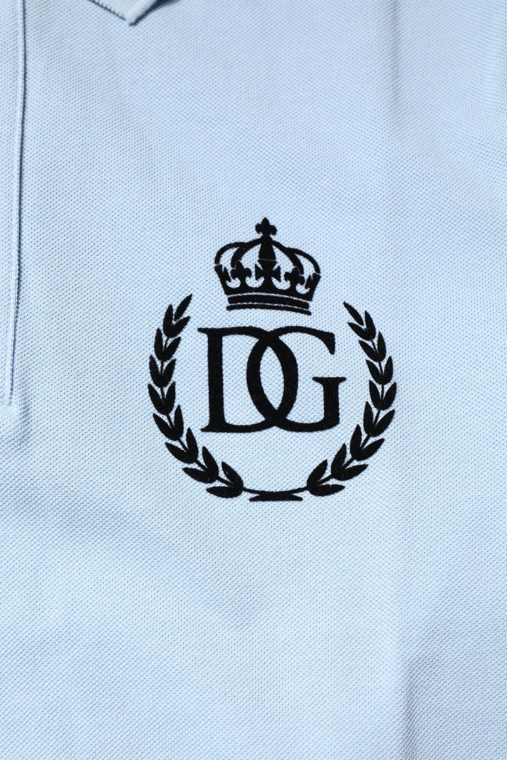 Dolce & Gabbana Sky Blue Cotton Crown Collared Polo T-shirt - Polos